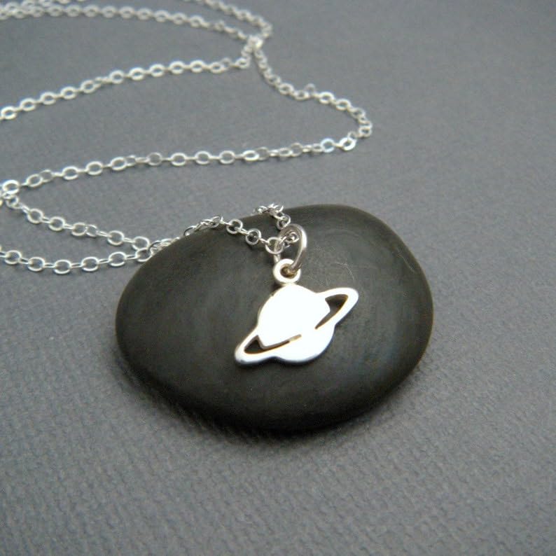 Collar de Saturno de plata de ley 925 con cadena de 45 cm 4