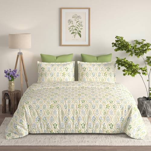 Image of DECOMIZER Super Soft Glace Cotton King Size Double Bed AC Comforter || Blanket || Duvet for All Seasons /Weathers - Pack of 1 - Yellow Jaipuri