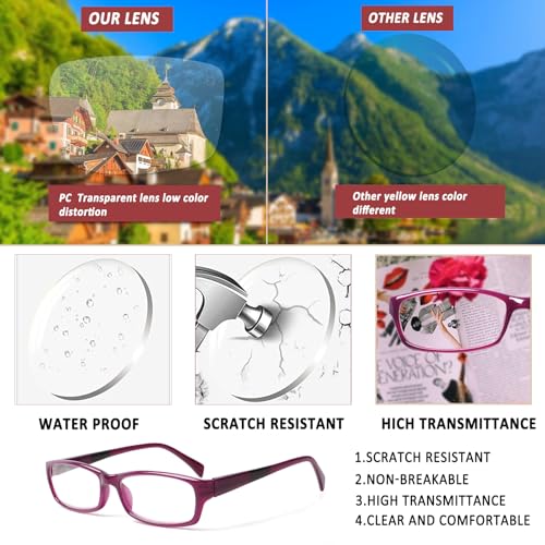 Image of Kerecsen Reading Glasses 5 Pairs Fashion Ladies Readers Spring Hinge with Pattern Print Eyeglasses for Women (Mix Color -9, 4.00)