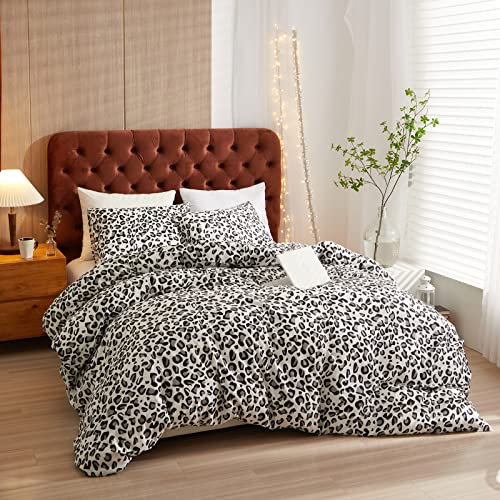 Aojim Animal Leopard Duvet Cover Cheetah Print Bedding Set 100% Cotton Quilt Cover Black And White Comforter Cover 1 Queen Size Duvet Cover 2 Pillowcases (No Comforter) #TOP1