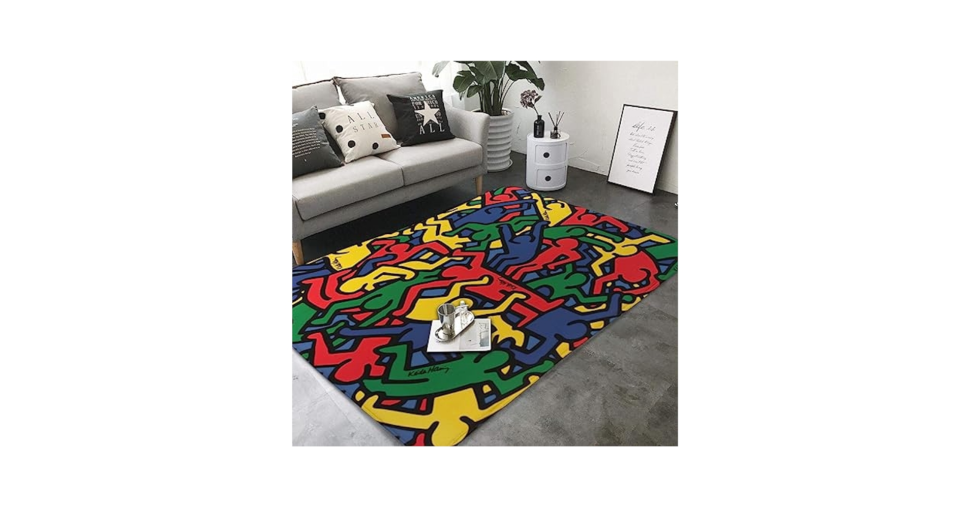 ☆新品☆ キースヘリング　ラグ　まる　インテリア　絨毯 Amazon | キース ヘリング カーペット ラグマット 絨毯 足元