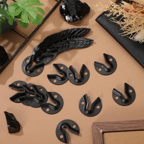 Image of TEHAUX 20pcs Keyhole Hangers, Black Iron Mirror Picture Frame Hangers, Keyhole Hanging Plates Metal Fasteners for Fasteners Rivet Fittings