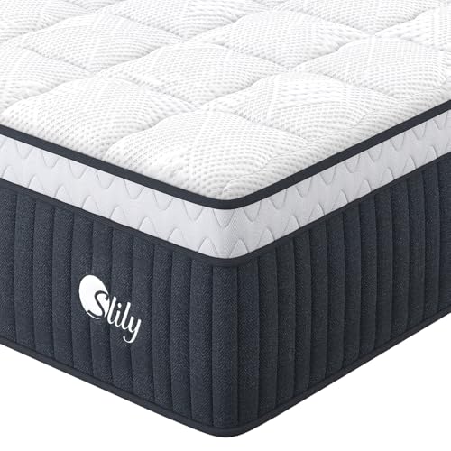 slily Matelas 160 x 200 30 cm Épaisseur Matelas Hybride à Ressorts Indépendan Ensachés et Mousse à Mémoire de Forme Gel, H3 H4 Ferme 7 Zones Confort...