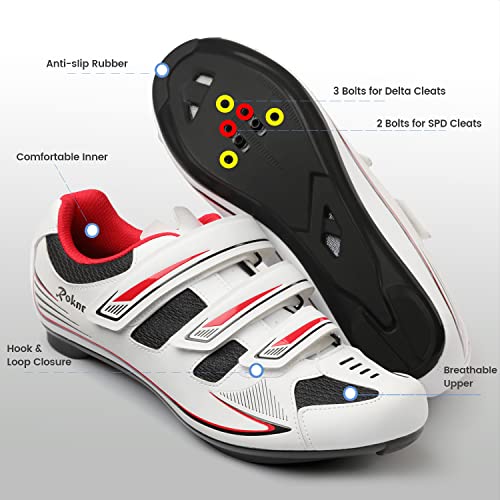 Image of Unisex Cycling Shoes Size 14 Peleton Compatible - Mens Spin Shoes with Look Delta Cleats - Indoor Road Bikes SPD Clips