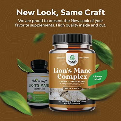 Nootropic Lions Mane Mushroom Capsules - Lion’s Mane Mushroom Complex Immune System Booster And Brain Supplement - Mushroom Extract Focus Pills Brain Booster And Mood Support With Reishi Mushroom #TOP6