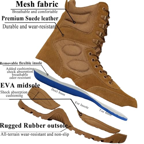Image of Man Tactical Military Boots Black Men's Shoes Desert Combat Army Outdoor Hiking Shoes Side zipper