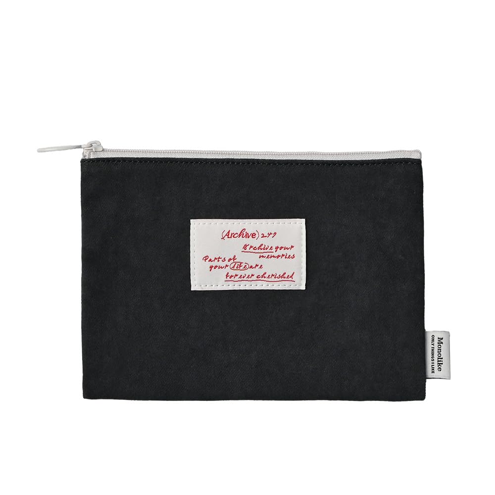 Monolike Archive 247 Faded Flat Pouch, Dark Gray - Makeup Bag, Cosmetic Bag, Travel Bag, Toiletry Bag, Organizer, Storage Bag