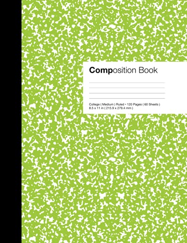 Marbled Composition Notebook: Brightly ( Green ) Colored - Essential College Ruled ( 120 Pages ) Journal for Home, School, Work ( 8.5” x 11” ) image 2
