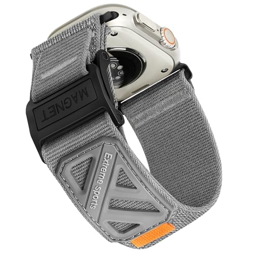Sport Armband Kompatibel mit Apple Watch Ultra 3/2/1 49mm, Series 11/10 46 mm, 9/8/7 45mm, SE/6/5/4 44 mm, 3/2/1 42mm, Verstellbares Nylon Ersatzarmband mit Magnetverschluss für iWatch