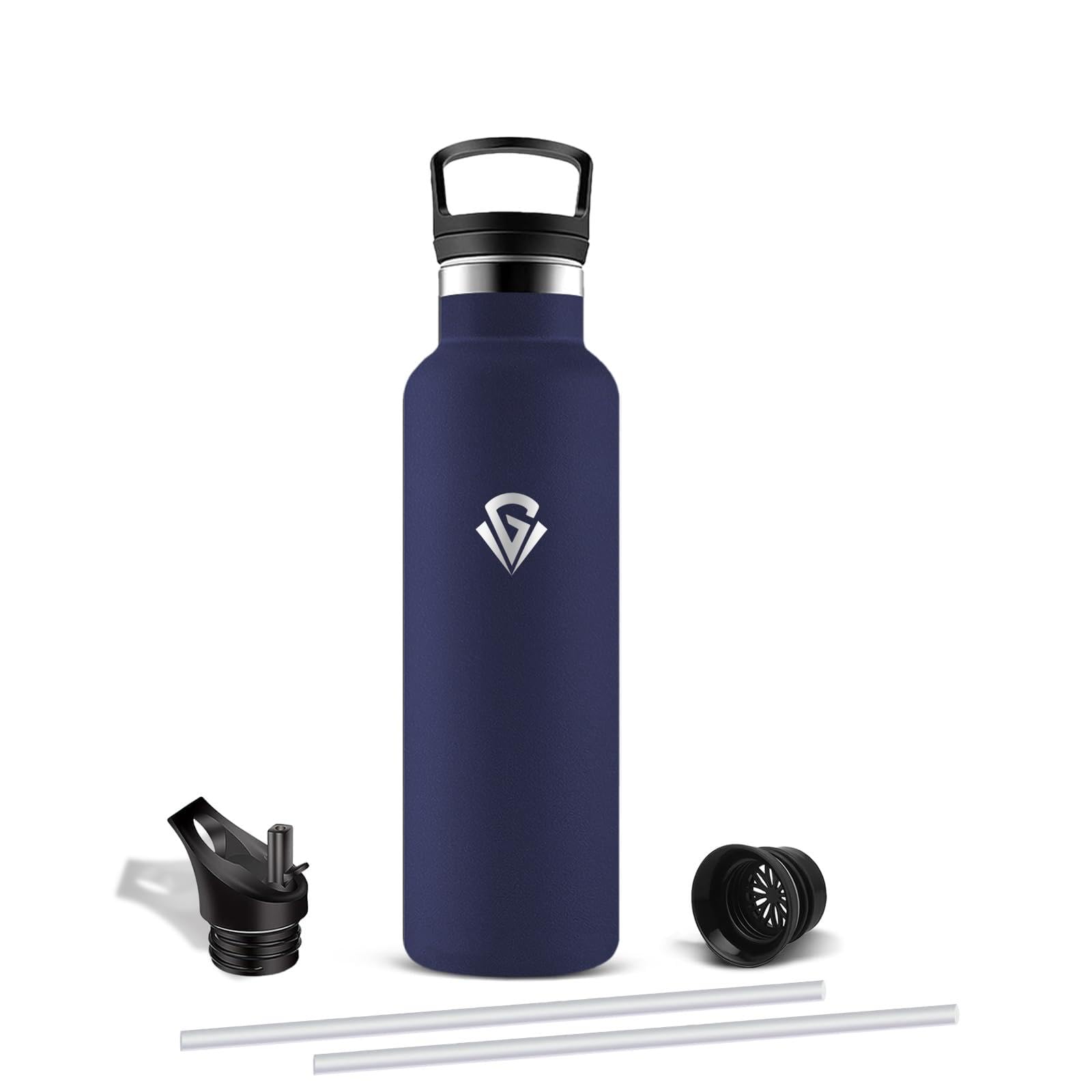 Mujigaga Leakless Thermal Water Bottle, 750 ml with Straw, Gym Water Bottles, Stainless Steel, BPA Free Thermal Bottle for Hiking, Camping, Traveling
