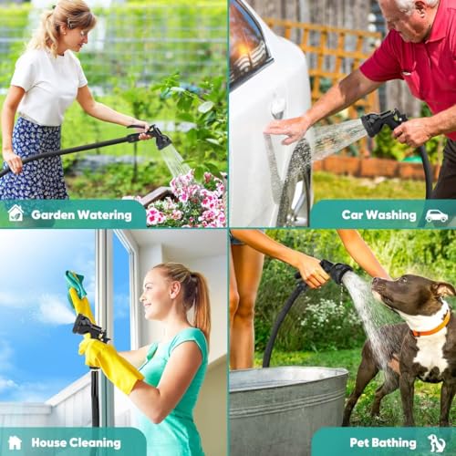 Garden Hose 100 ft, Flexible Hose with 10 Function Hose Nozzle, Non-Expandable, Lightweight, Kink-Free and Easy Storage Water Hose for Outdoor, Watering, Car Wash - Image 8