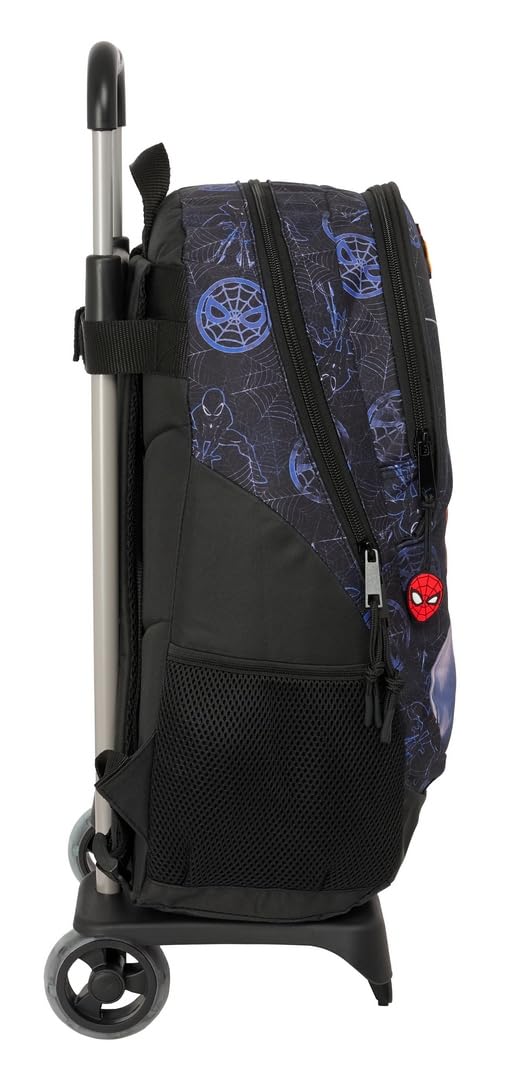 Safta SPIDERMAN ATTACK - Mochila Escolar con Carro, Ideal para Niños de Diferentes Edades, Cómoda y Versátil, Calidad y Resistencia, 33x15x43 cm
