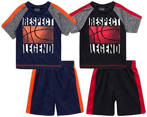 Mad Game Baby Boys' Active Shorts Set ? 4-Piece Short Sleeve T-Shirt and Shorts Performance Playwear Set (Infant/Toddler), Size 18 Months, Respect Legend