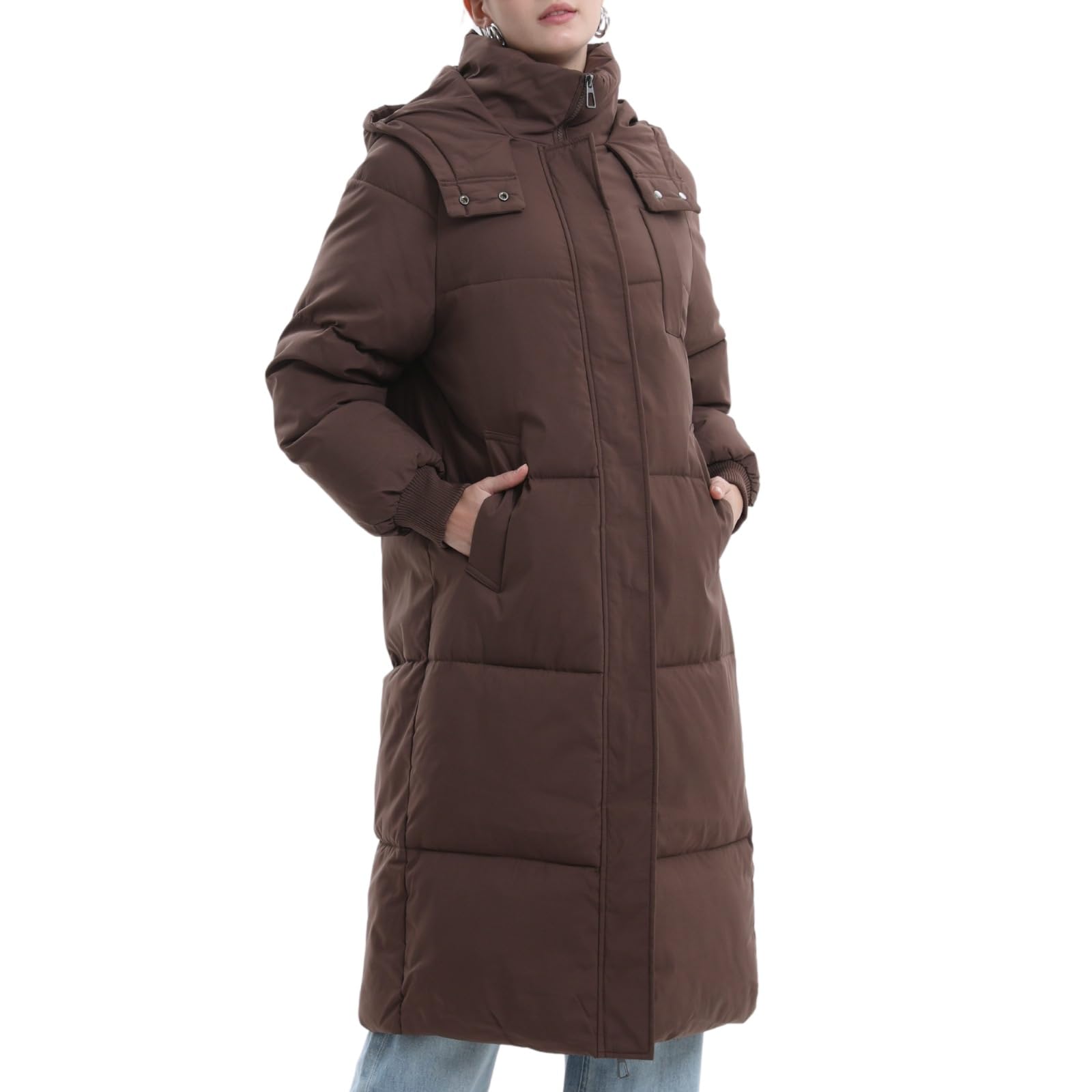 PUFFIT Piumino lungo da donna, cappotto invernale ispessito 2025 con cappuccio con tasche profonde, giacca invernale calda da donna