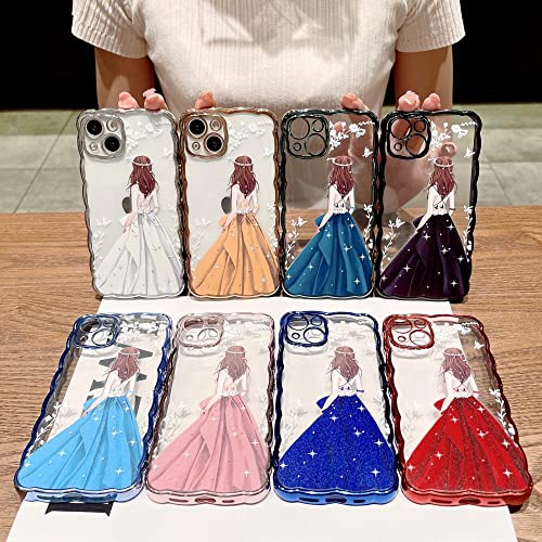 Coque iPhone 13 Pro Max vagues bleu yuanfeng en TPU galvanisé