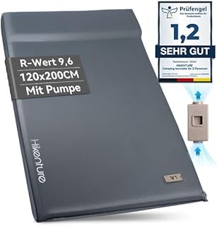 HIKENTURE Doppel Isomatte Selbstaufblasend mit Eingebauter Elektropumpe, 8CM Dicke Camping Matratze aus Schaumstoff, Selbstaufblasbare Luftmatratze mit Kissen, Schlafmatte für Outdoor, Zelt, Auto - B1