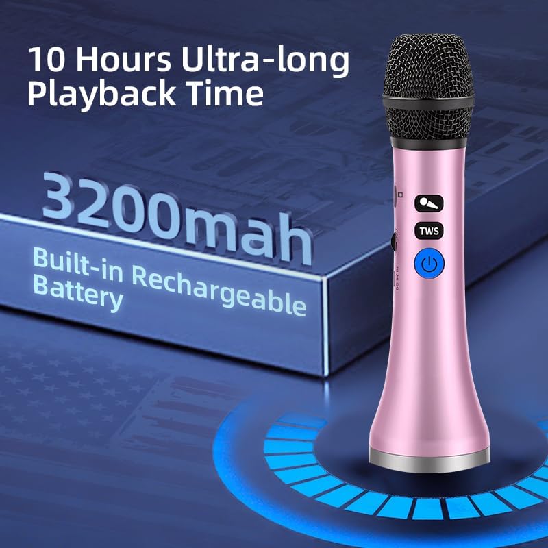 YOFITS YF79 microphone next to a graphic indicating 3200mAh battery and 10 hours playback