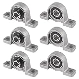 Diitao 6PCS KP000 (KP10) 10mm Pillow Block Bearings Mounted Flange Self Aligning 10mm Bore Zinc Aluminum Alloy Support for Diameter 0.39' Linear Shaft Rod