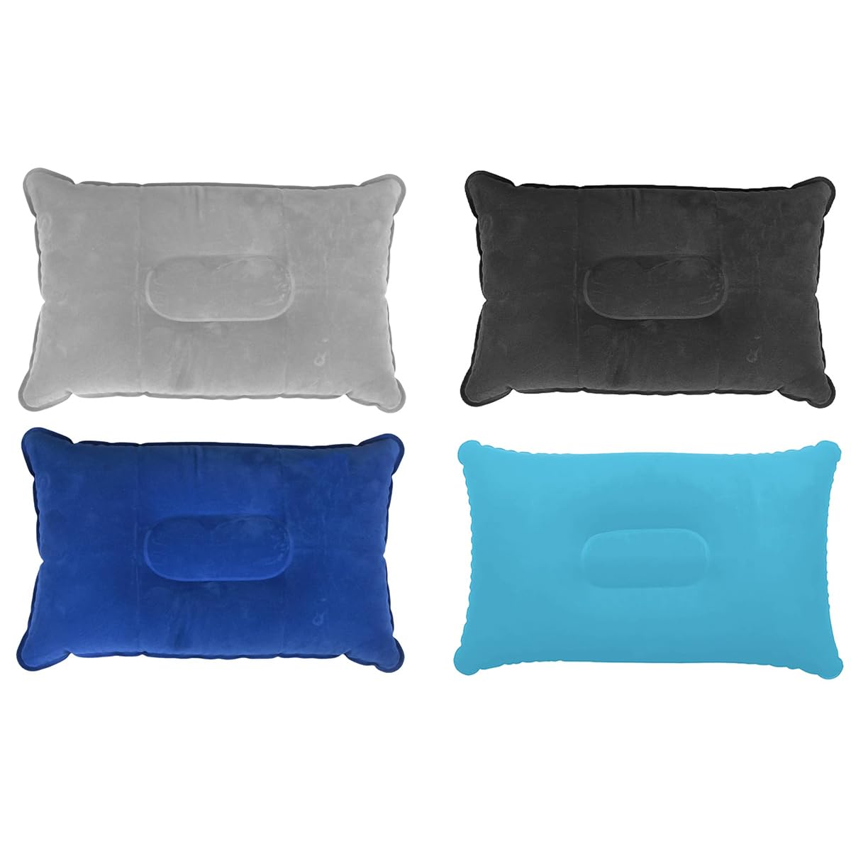 Muiltvoe 4pcs Inflatable Pillows 34x22cm Portable Beach Sunbed Pillow Inflatable Neck Pillow For Camping Travel Fishing Airplane Car Office