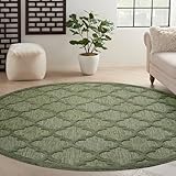 Nourison Home Easy Care Green 8' x Round Area Rug - Easy Clean, Non Shedding, Bed Room, Living Room, Dining Room, Kitchen (8' x Round)