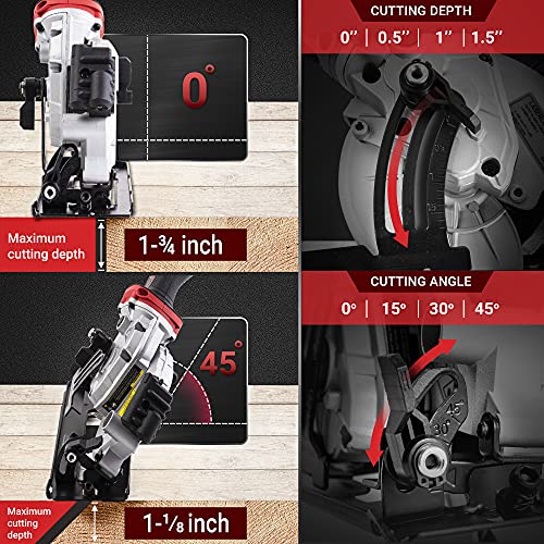TODOCOPE Mini Circular Saw with 8 pcs 4 1/2\" circular saw blades, 5.8Amp Compact Circular Saw with Laser Guide, Ideal for Wood, Soft Metal, Tile and Plastic Cuts，Rip Guide, Vacuum Adapter,Blade Wrench - Thumbnail 5