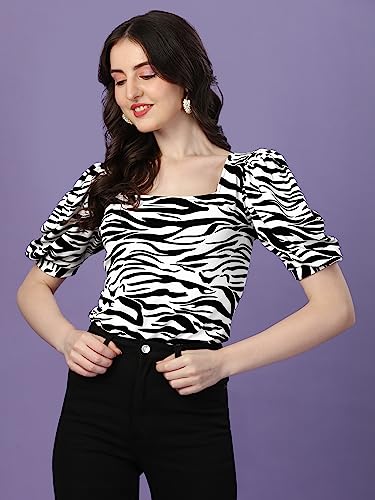 Image of Sheetal Associates Women Casual Puff Sleeves Self Design Top