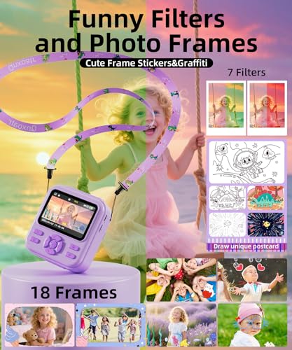 Image of Kids Camera Instant Print for Boys and Girls, 48MP HD Cameras w /1080P Video, Print Paper, 32GB Card, Brush, Christmas Birthday Gifts Toys for Toddler and Teenagers Age 3-16 Years Old (Purple)