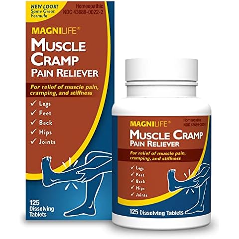 MagniLife Muscle Cramp Pain Reliever, All-Natural Acting Muscle Pain Relief to Soothe Stiffness and Discomfort in Legs, Back, Feet, HIPS, and Joints - 125 Tablets Cover