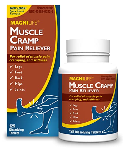 MagniLife Muscle Cramp Pain Relief Quick-Dissolve Tablets 125 Count Quinine-Free Homeopathic Medicine for Leg Foot Hip Joint & Back Pain Relief Helps Ease Muscle Ache Cramping & Stiffness