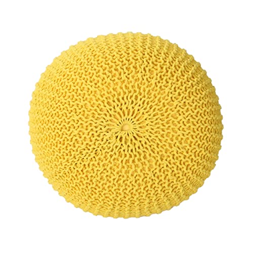 Christopher Knight Home Belle Knitted Cotton Pouf, Yellow #TOP3