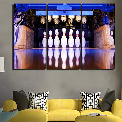 Tableau triptyque bowling pour décoration murale moderne