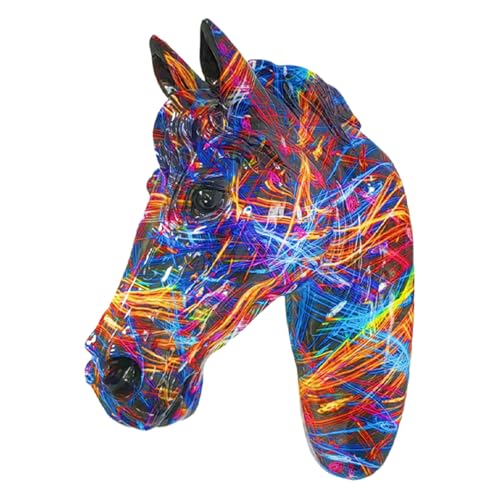 Sculpture murale de tête de cheval en résine artisanale pour salon élégant