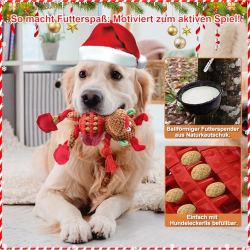 Frbyvad Quietschendes Hundespielzeug Weihnachten Geschenke, Plüsch Welpenspielzeug & interaktives Hundespielzeug für kleine und große Hunde, langlebiges Kauspielzeug für Hunde gegen Langeweile.