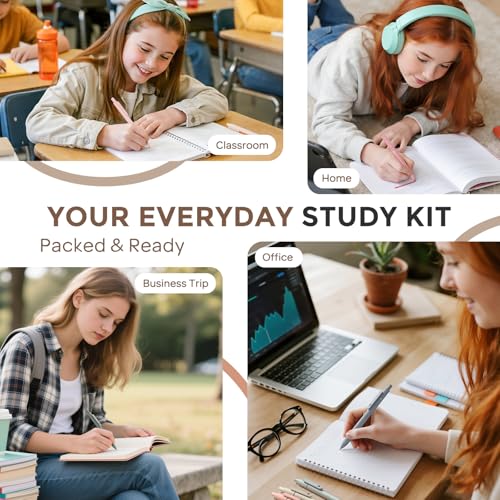 Image of Nicpro School Supplies Stationary Set with Pencil Case, 39 PCS Cream | Back to Schoo Supplies, Pen Case with 12 Highlighter, 5 Gel Pen, 6 Mechanical Pencil, Essentials for College, Nursing Student