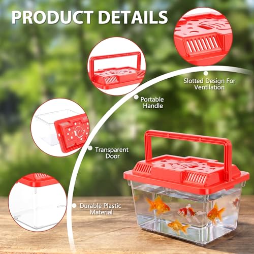 Image of LemonRoad 25 Pcs Plastic Reptile Terrariums Carrier Cage Enclosure Snake Breeding Box Hatching Container Fish Tank with Ventilated Lid for Tarantula Spider Turtle Lizard (Cute,5.1x3.5x3.5 Inch)