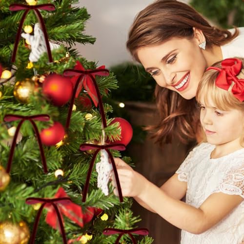 Lazos de terciopelo de Navidad para evitar adornos caídos en árboles y coronas 6