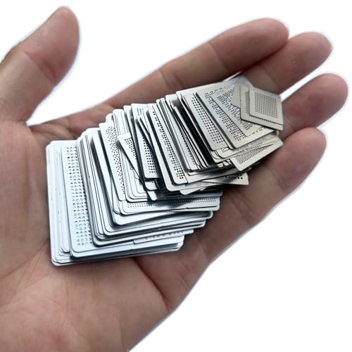 WHATAVAL BGA Rework Net 130pcs BGA Universal Reballing Rework Net Stencils Steel Template Mesh Direct Heat for Laptop, Desktop