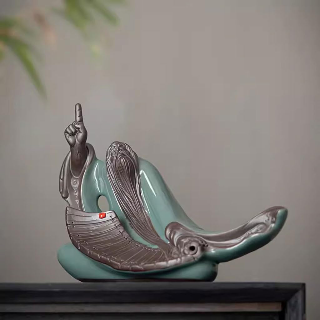 Adornos rústicos de cerámica para casa de campo, adornos de cerámica zen china para el hogar, sala de estar, estudio, estantería y decoración de oficina para decoración del hogar, mesa, sala de