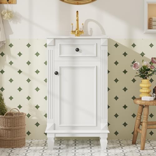 Sweetcrispy 18" Bathroom Vanity with Basin, Vanity Sink Cabinet with