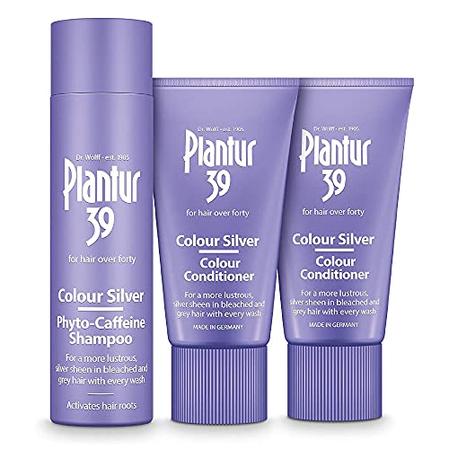 Plantur 39 Purple Shampoo and Conditioner Set | Enhanced Silver Sheen for Bleached and Grey Hair | Prevents and Reduces Hair Loss and Supports Hair Growth | 1x Shampoo 250ml | 2x Conditioner 150ml