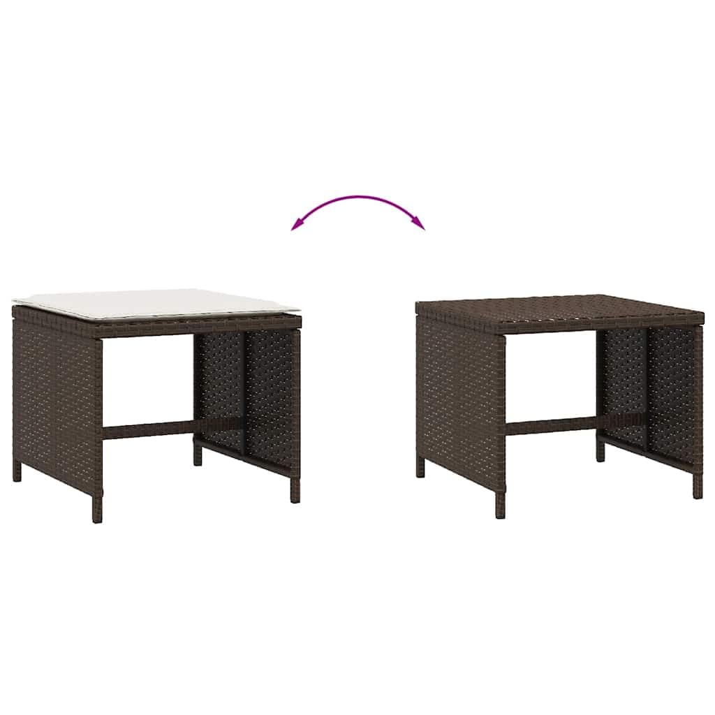 Fengshui Taboret rattanowy PE zestaw 4 szt. brązowy 41 x 41 x 36 cm