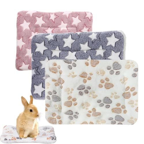 CVASNF 3 Stück Kaninchen Bett, Warme Flauschige Kleintier Plüschbett Meerschweinchen Bett Kleine Tiere Zubehoer für Kaninchen Chinchilla Eichhörnchen Meerschweinchen