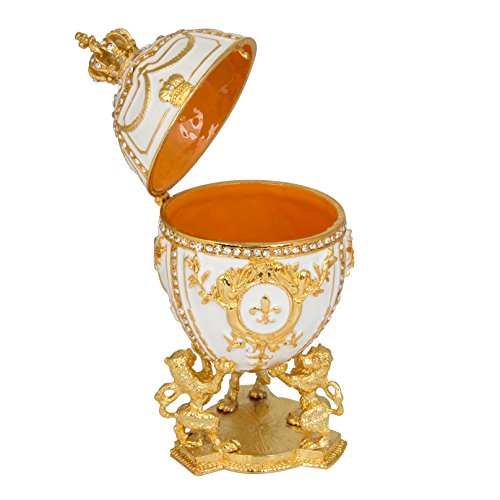 Qifu Hand Painted Enameled Faberge Egg Style Decorative Hinged Jewelry Trinket Box Unique Gift For Home Decor #TOP2