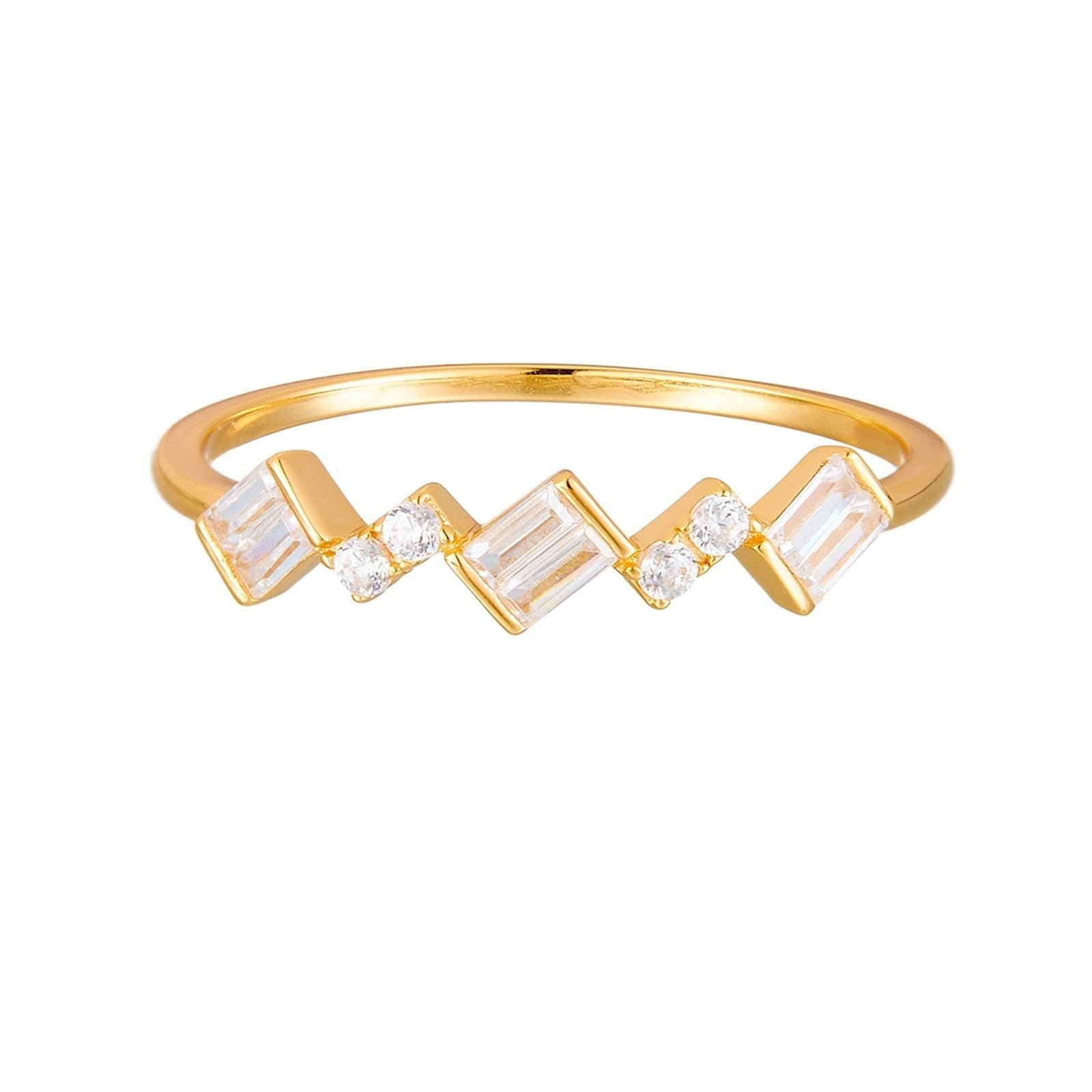 Anillo de compromiso de oro auténtico de 9 K/14 K/18 K con moissanita baguette, forma clásica