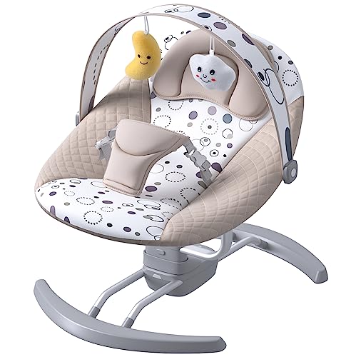 Image of kmaier Electric Baby Swing for Infants, Baby Rocker for Infants with 3 Speeds, 8 Lullabies, AC Adapter & Battery Operated, Indoor & Outdoor Use, Remote Control