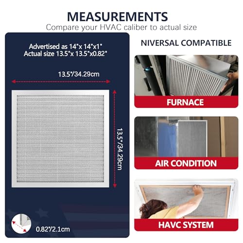 Image of 14x14x1 Electrostatic Air Filter, 8 Stage Washable Aluminum AC /HVAC Furnace Filter, Reusable Lifetime Permanent Air Filter, Easy to Clean,Increases Airflow(Actual Size:13.50x13.50x0.82)