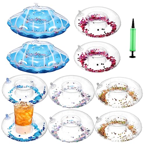 PRETYZOOM 1 Juego Posavasos Colgador Tazas Colgador De Tazas Flotadores De Bebida De Piscina Titulares Cerveza Soporte Tazas Portabotellas Inflable Soporte Para Bebidas De Piscina 10 Piezas