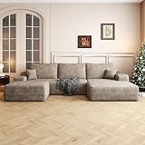 AUGOP 108" Sectional Couches for Living Room Modern Modular Sofa with L-Shape Couchs Upholstered Boneless Couch Deep Seat Sectional Couch with Chaise (Camel, Right Facing Chaise+2Seaters+1Ottoman)