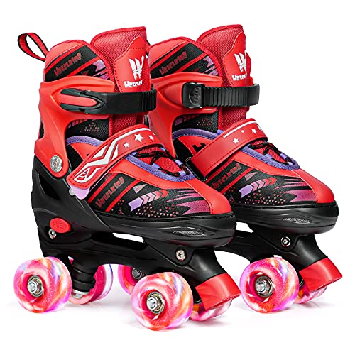Wheelkids Roller Skates for Girls, Kids Roller Skates for Toddlers Children Outdoor Indoor 4 Sizes Adjustable Girls Skates with Illuminated Wheels