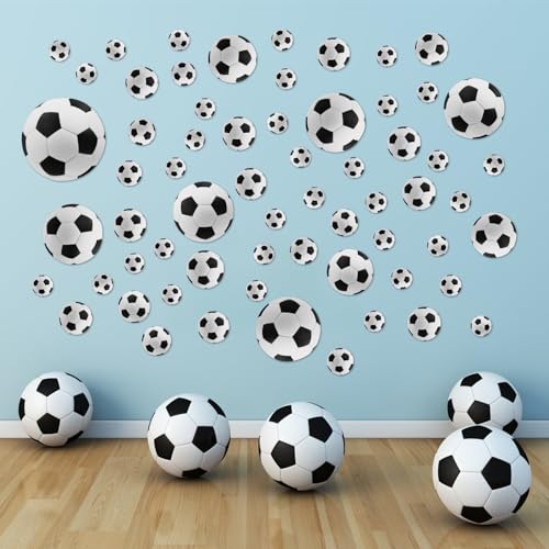 Pegatinas de fútbol de 63 piezas, pegatinas de pared de fútbol para la habitación de los niños, pegatinas de vinilo de arte de pared de fútbol para la decoración del dormitorio